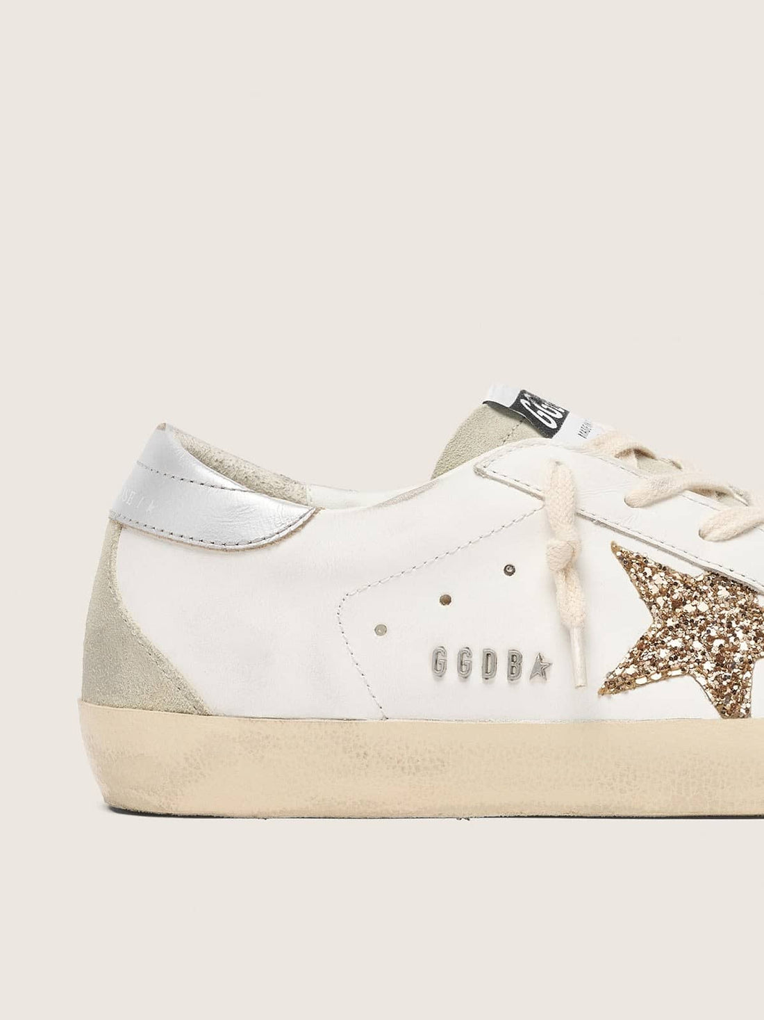 Women's Super-Star with gold glitter star and ice-gray suede inserts Techwosell