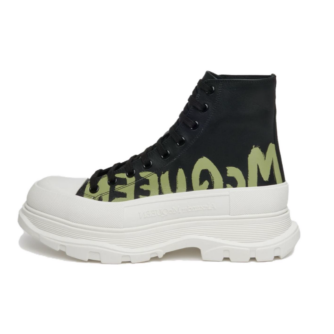 Alexander McQueen Tread Slick Lace-up High Top Shoes 'Black White Techwosell