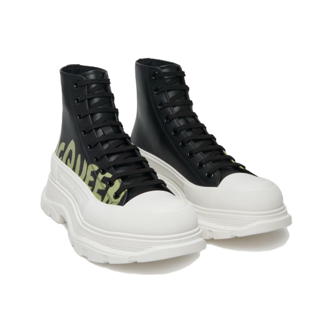 Alexander McQueen Tread Slick Lace-up High Top Shoes 'Black White Techwosell