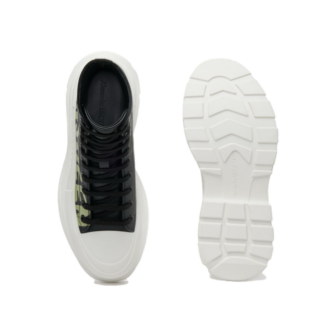 Alexander McQueen Tread Slick Lace-up High Top Shoes 'Black White Techwosell