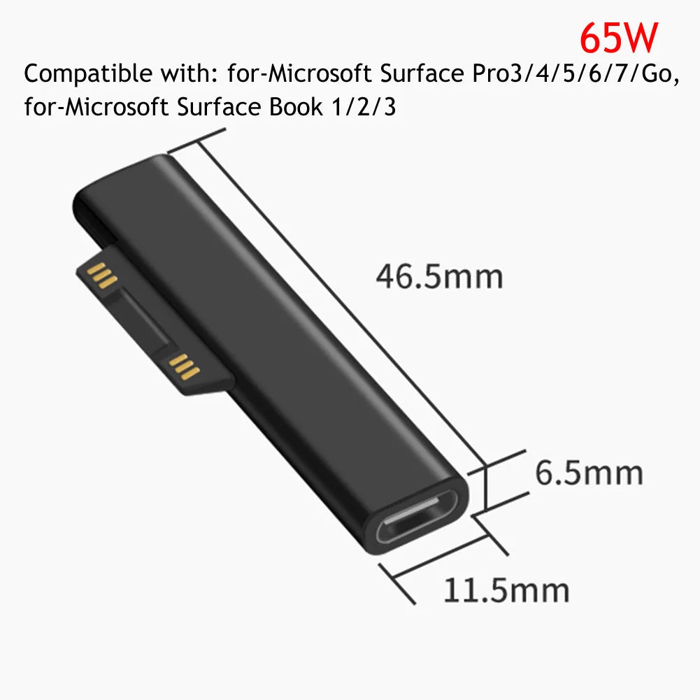 102W/65W/45W USB Type C PD Adapter for Microsoft Surface Pro X 8 7 6 5 4 3 Go Book Magnetic Fast Charging Converter Charger Plug