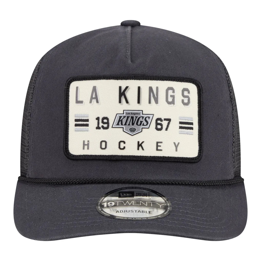 Los Angeles Kings New Era Washed Patch 19TWENTY Trucker Adjustable Hat - Charcoal