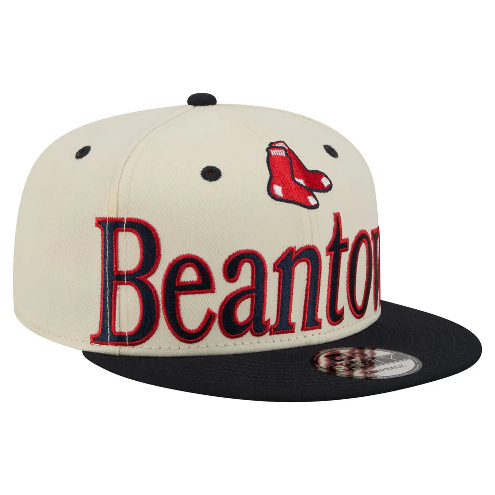 Boston Red Sox New Era Oversized Slogan 9FIFTY Snapback Hat - Cream Techwosell