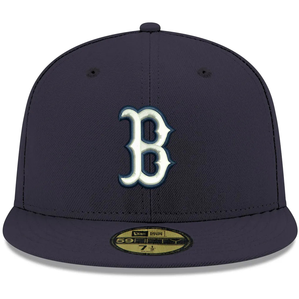 Boston Red Sox New Era White Logo 59FIFTY Fitted Hat - Navy Techwosell