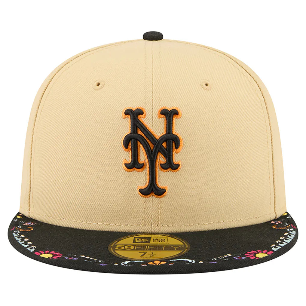 New York Mets New Era Two-Tone Embroidered Visor 59FIFTY Fitted Hat - Light Beige Techwosell