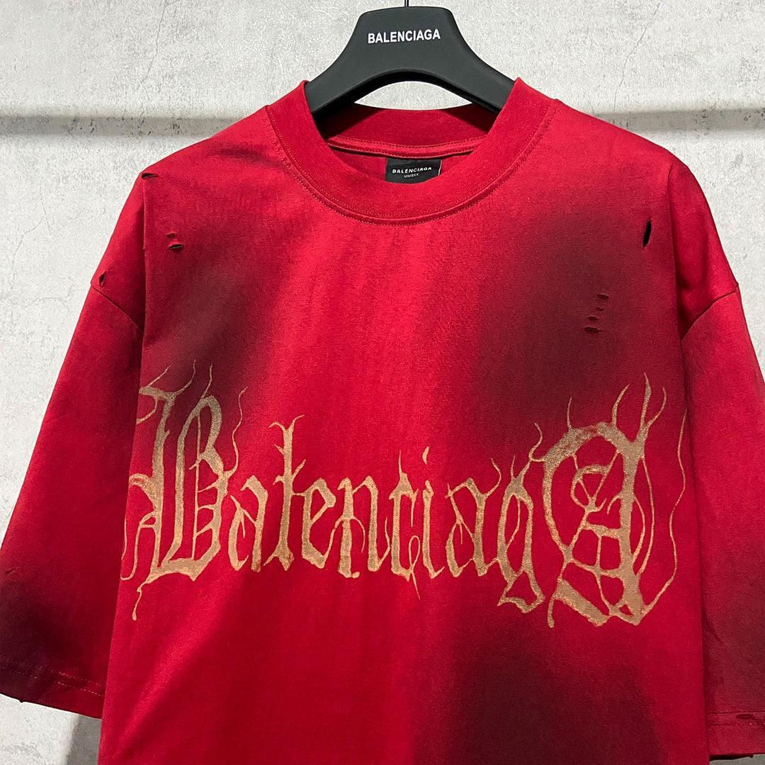Balenciaga Red T-Shirt Without Collar