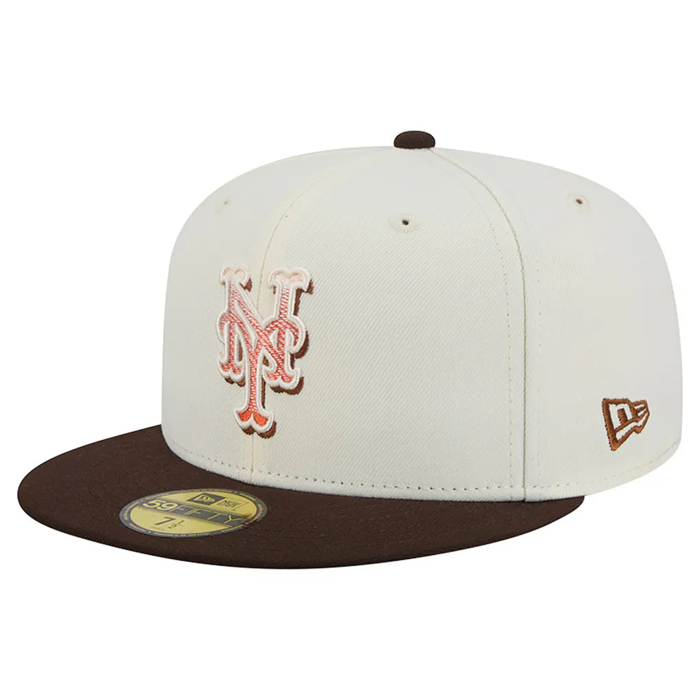 New York Mets New Era Pumpkin Spice 59FIFTY Fitted Hat - Natural/Brown Techwosell