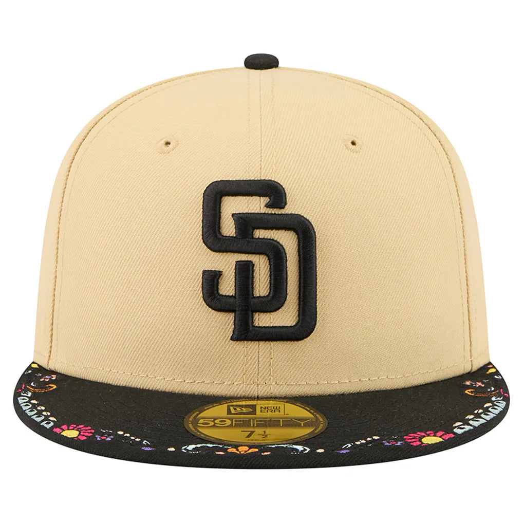 San Diego Padres New Era Two-Tone Embroidered Visor 59FIFTY Fitted Hat - Light Beige