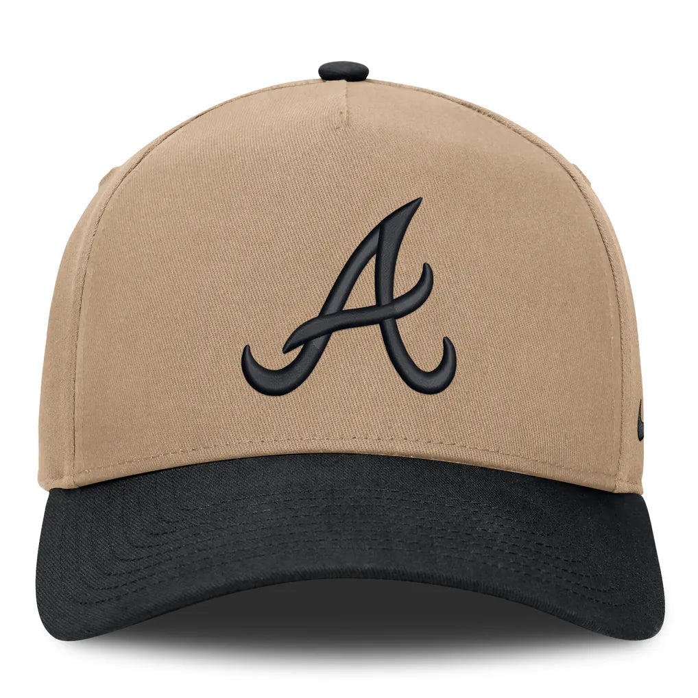 Atlanta Braves Nike Rise A-Frame Adjustable Hat - Khaki/Black Techwosell
