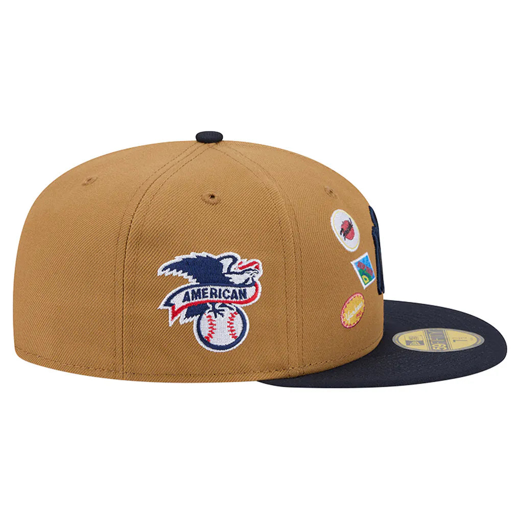 New York Yankees New Era Fruit Sticker 59FIFTY Fitted Hat - Tan Techwosell