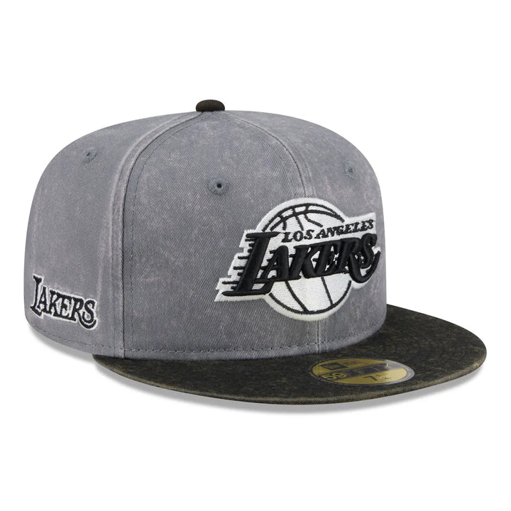 Los Angeles Lakers New Era Washed 59FIFTY Fitted Hat - Gray/Black