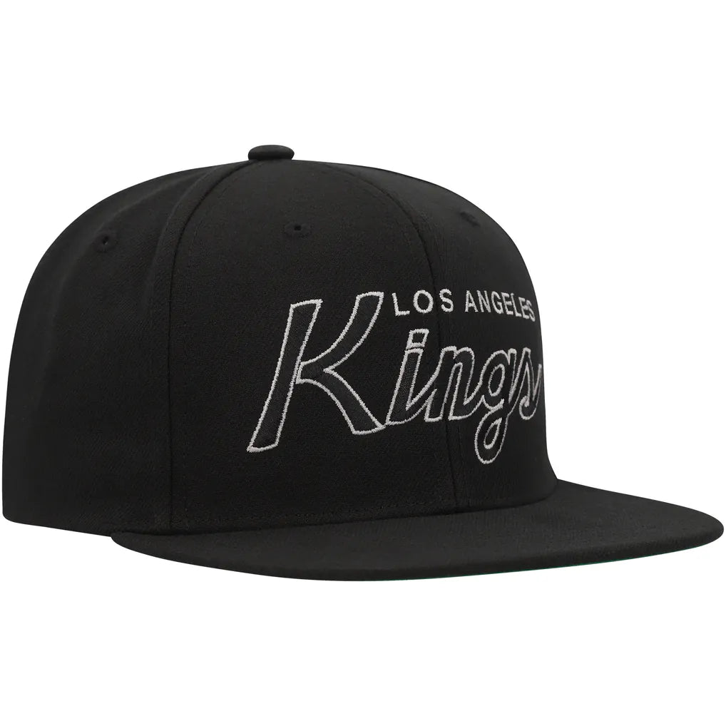 Los Angeles Kings Mitchell & Ness Core Team Script 2.0 Snapback Hat - Black Techwosell