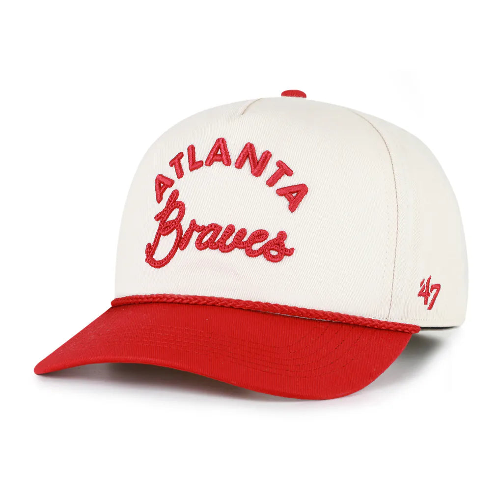 Atlanta Braves '47 Unisex Rope Script Hitch Adjustable Hat - Natural/Red