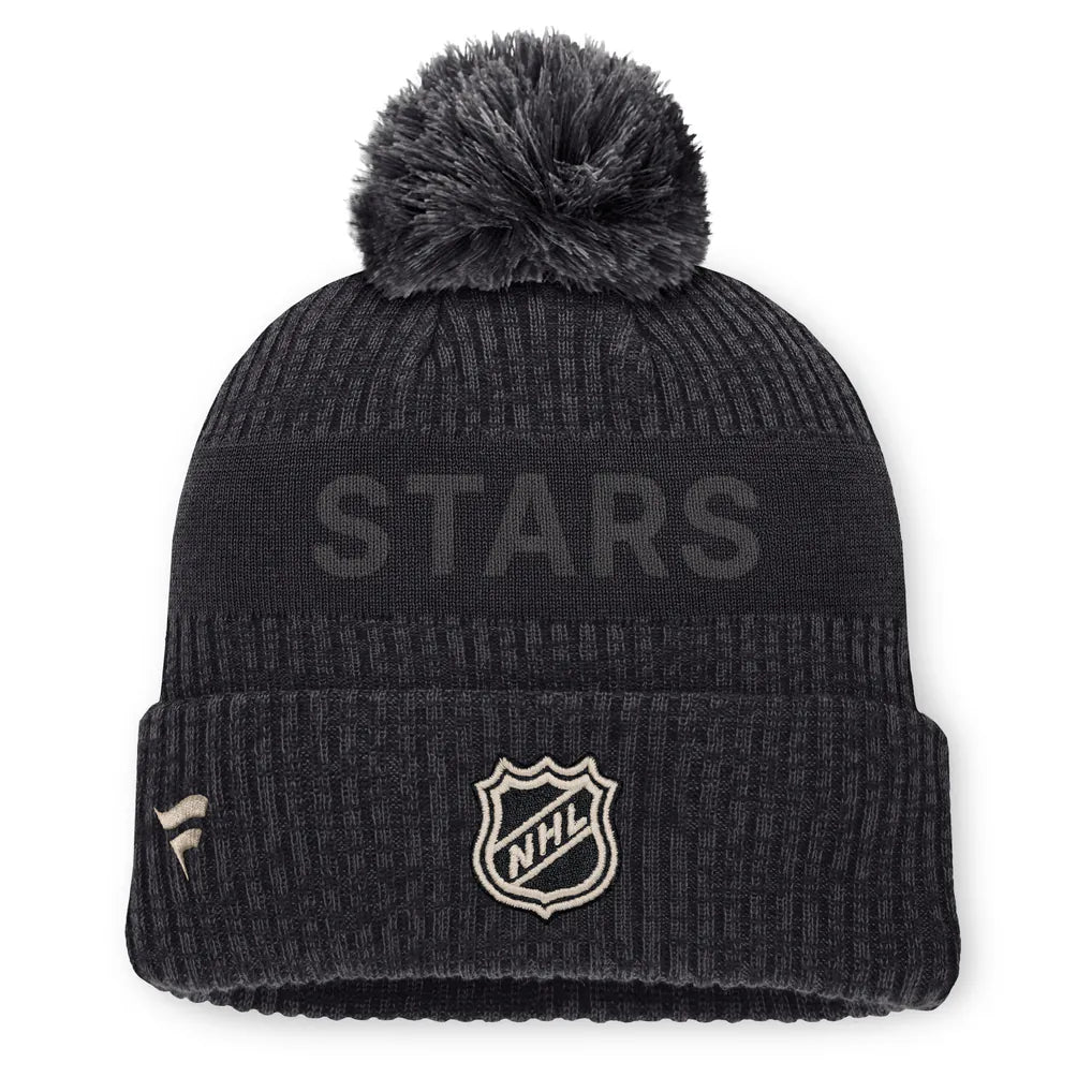 Dallas Stars Fanatics Road Phantom Cuffed Knit Hat with Pom - Charcoal