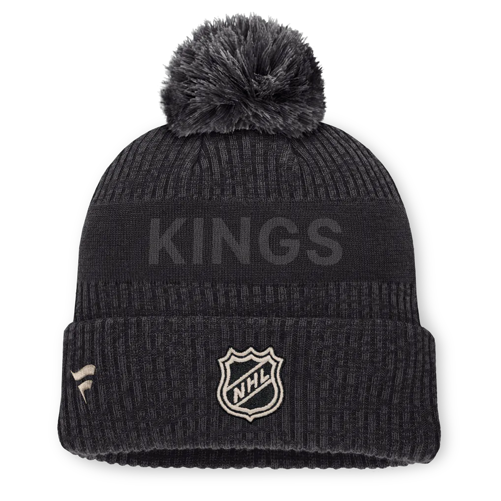Los Angeles Kings Fanatics Road Phantom Cuffed Knit Hat with Pom - Charcoal Techwosell