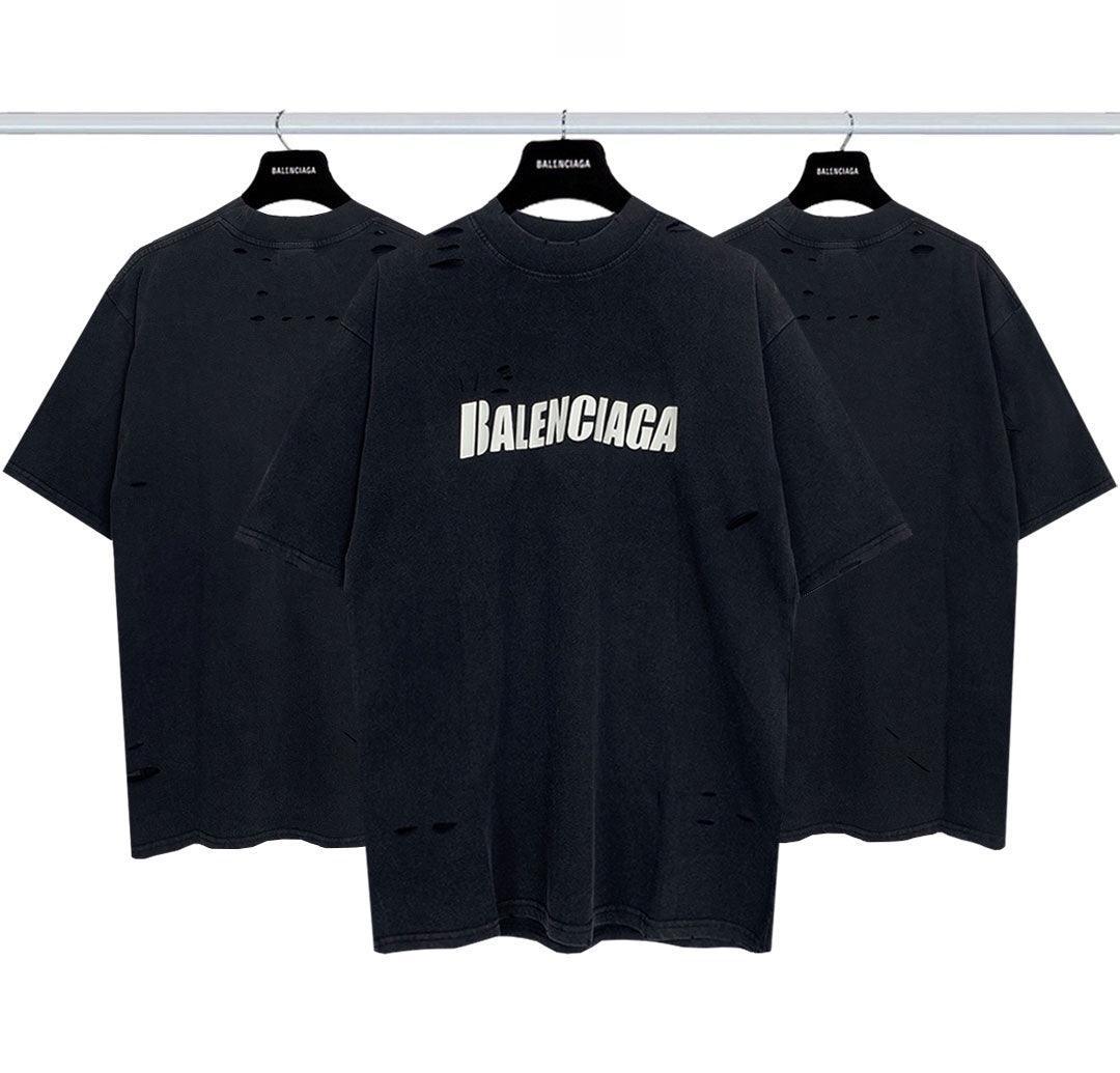 Balenciaga Black T-Shirt Without Collar Techwosell