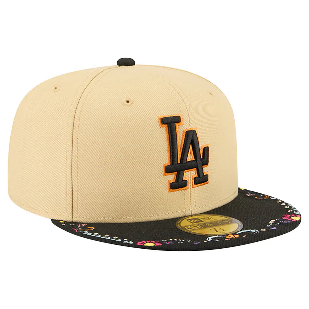 Los Angeles Dodgers New Era Two-Tone Embroidered Visor 59FIFTY Fitted Hat - Light Beige