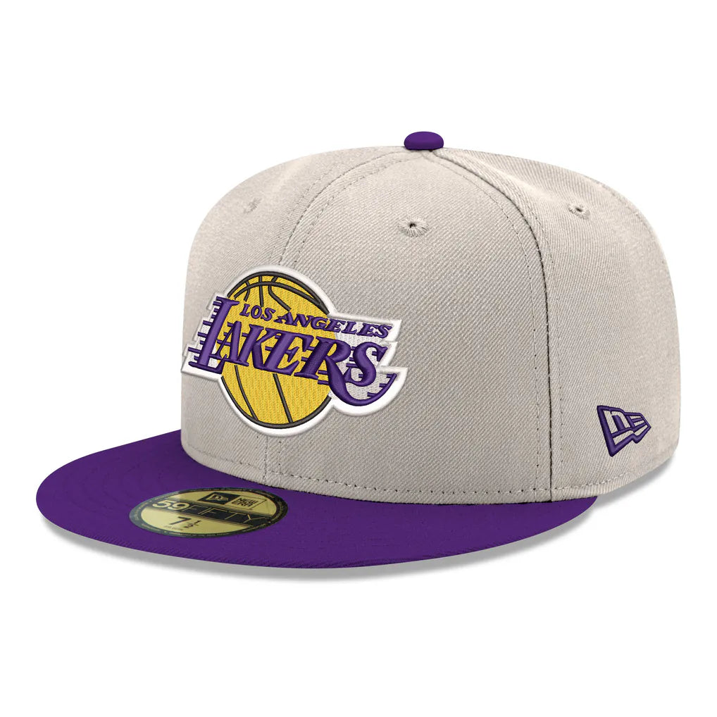 Los Angeles Lakers New Era Chrome 59FIFTY Fitted Hat - Gray/Purple Techwosell