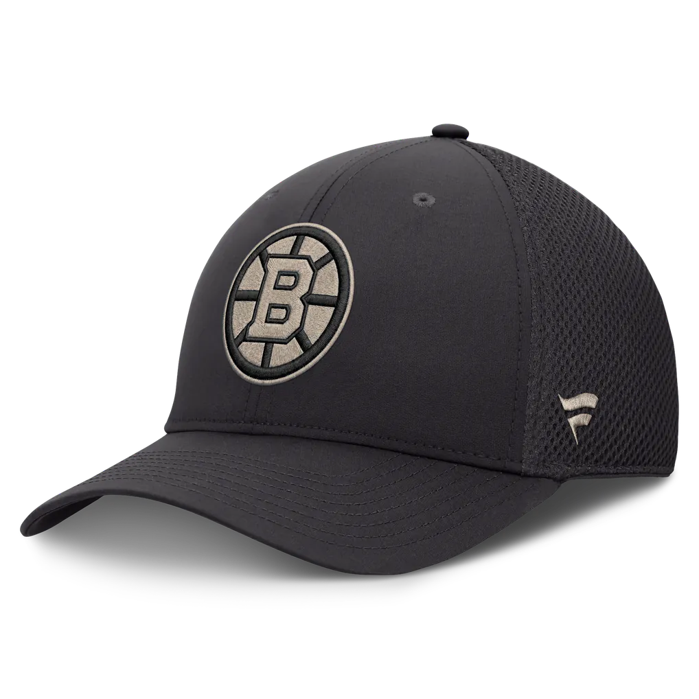 Boston Bruins Fanatics Road Meshback Stretch Hat - Charcoal