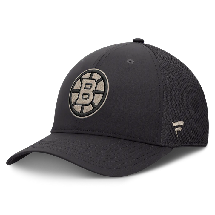 Boston Bruins Fanatics Road Meshback Stretch Hat - Charcoal