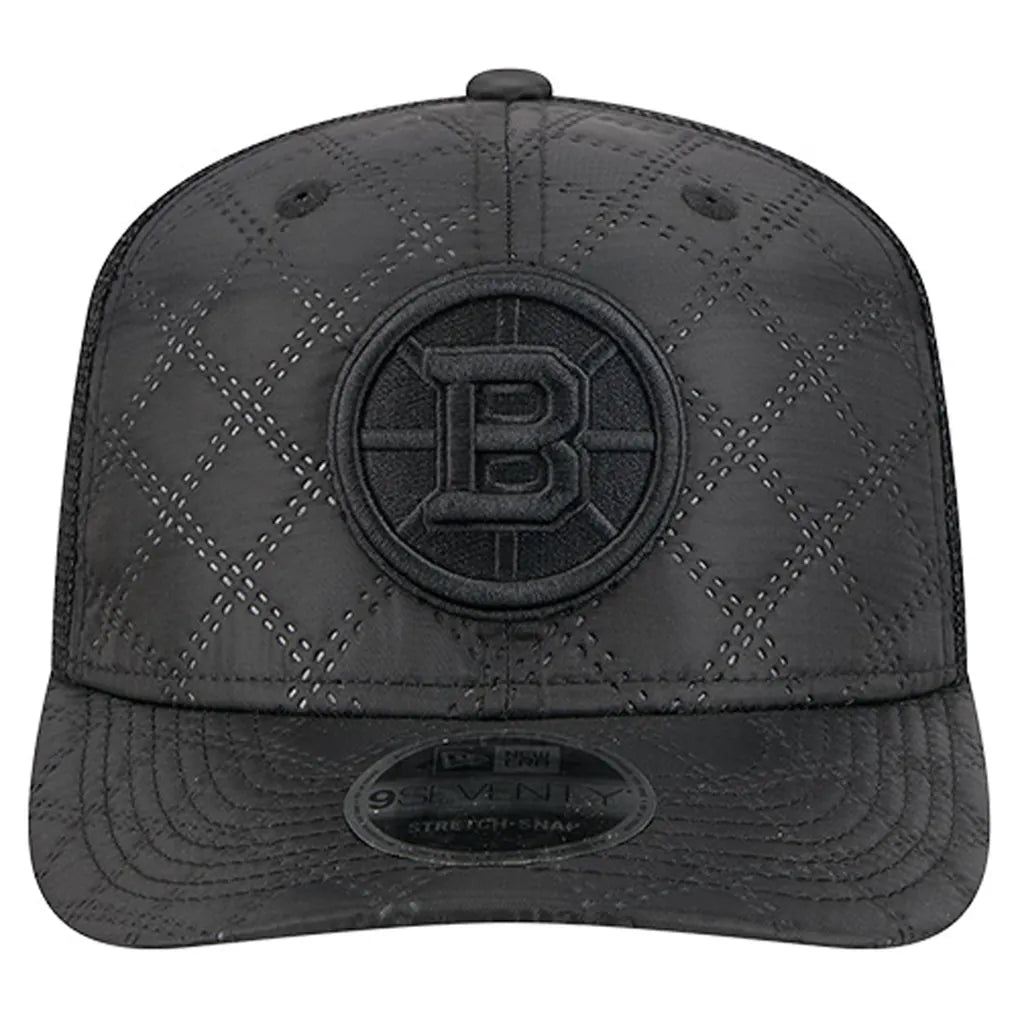 Boston Bruins New Era Quilted Nylon 9SEVENTY Adjustable Trucker Hat - Black