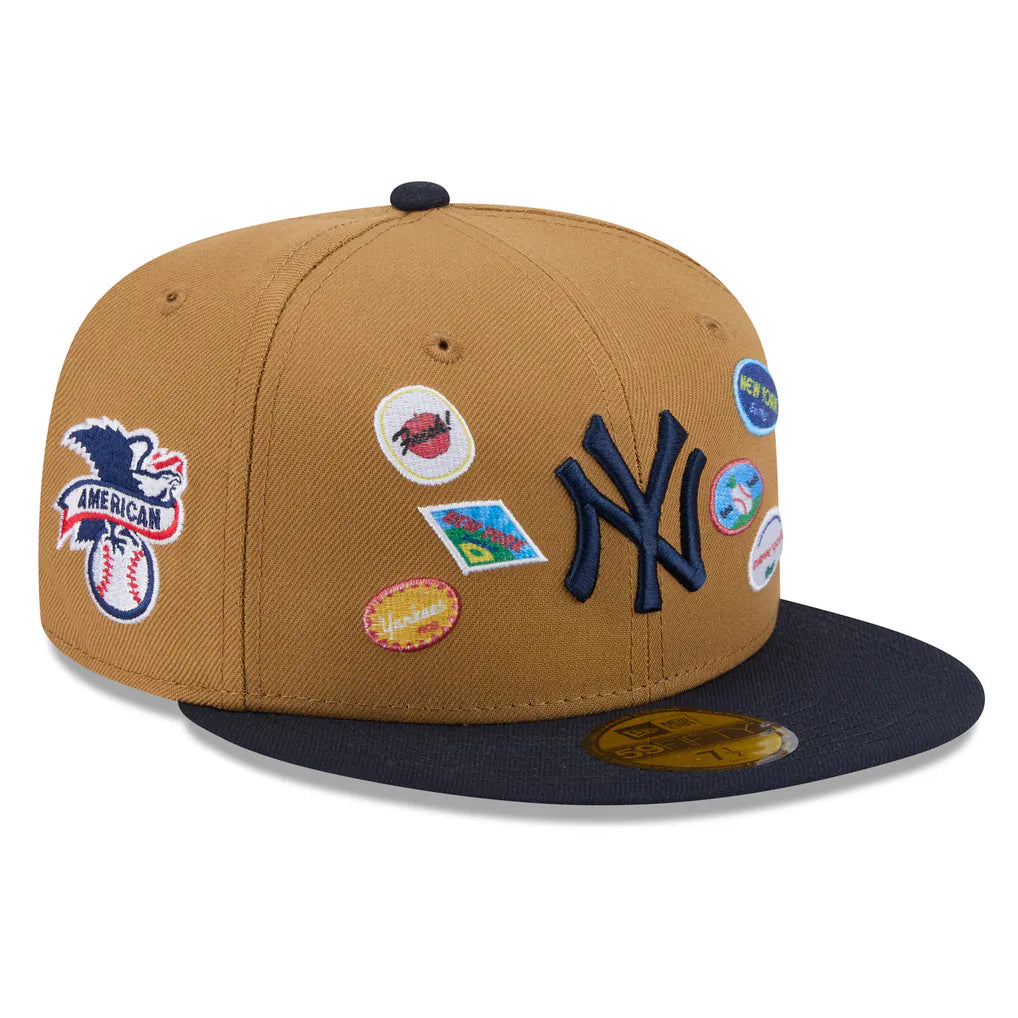 New York Yankees New Era Fruit Sticker 59FIFTY Fitted Hat - Tan