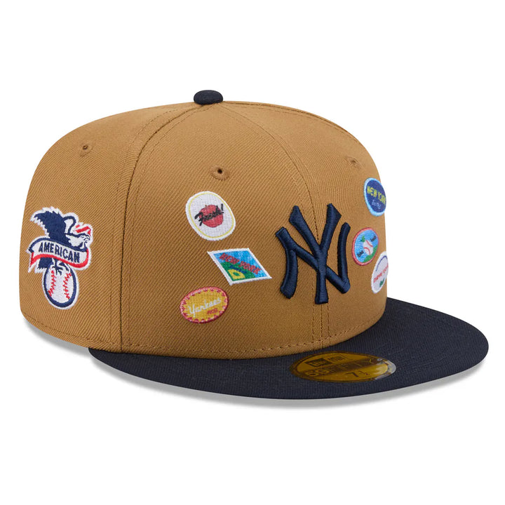 New York Yankees New Era Fruit Sticker 59FIFTY Fitted Hat - Tan