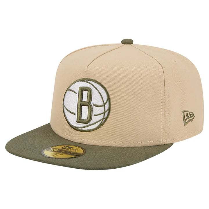 Brooklyn Nets New Era Color Pack Two-Tone 59FIFTY A-Frame Fitted Hat - Tan