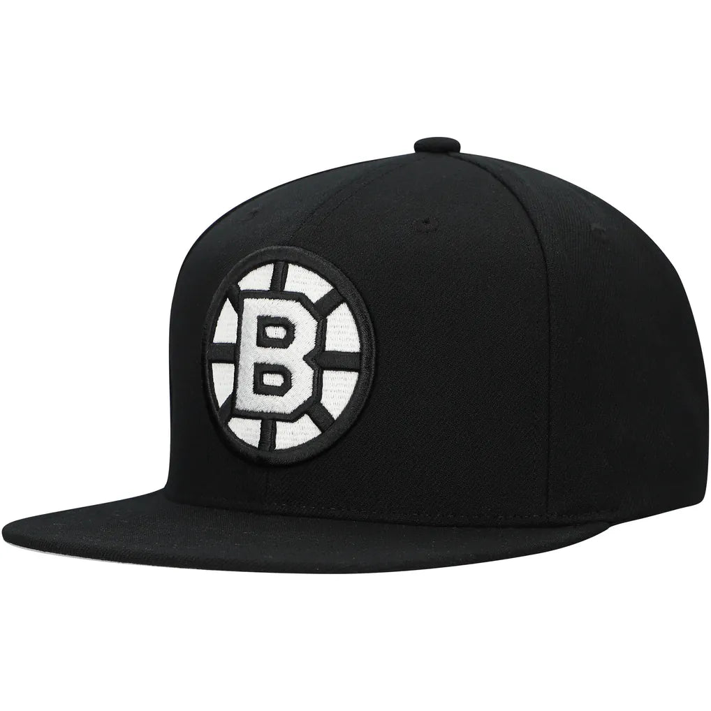 Boston Bruins Mitchell & Ness Team Snapback Hat - Black Techwosell