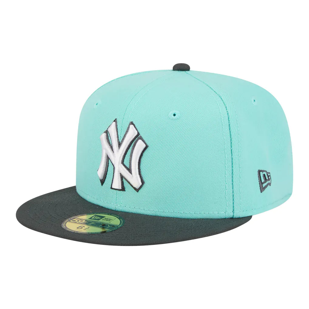 New York Yankees New Era Two-Tone Color Pack 59FIFTY Fitted Hat - Turquoise/Charcoal Techwosell