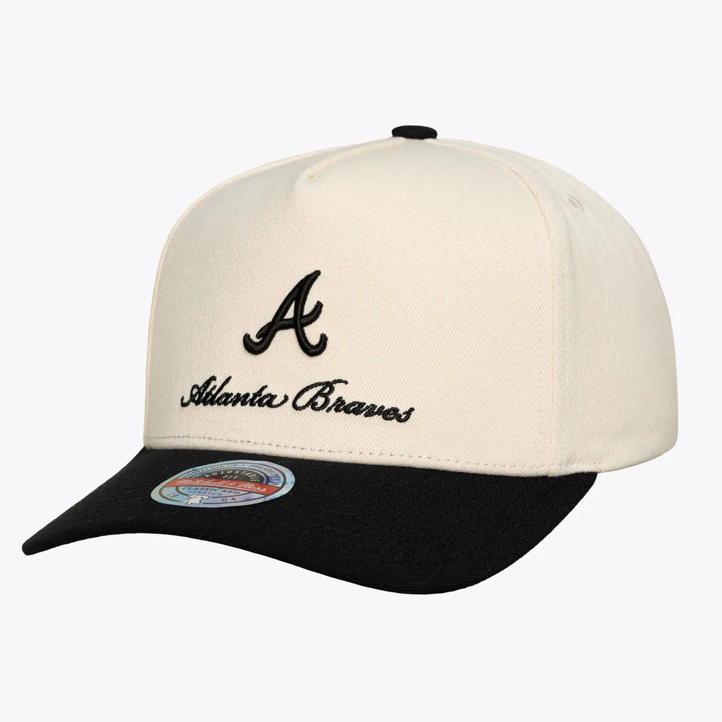 Atlanta Braves Mitchell & Ness Flawless Stretch Snapback Hat - Cream/Black Techwosell