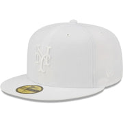 New York Mets New Era White on White 59FIFTY Fitted Hat Techwosell