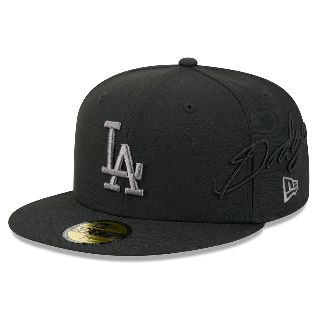 Los Angeles Dodgers New Era Side Script 59FIFTY Fitted Hat - Black