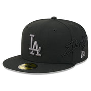 Los Angeles Dodgers New Era Side Script 59FIFTY Fitted Hat - Black Techwosell
