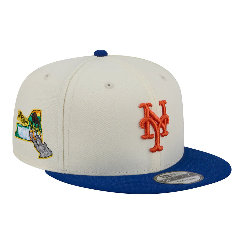 New York Mets New Era Localized 9FIFTY Snapback Hat - Cream/Royal Techwosell