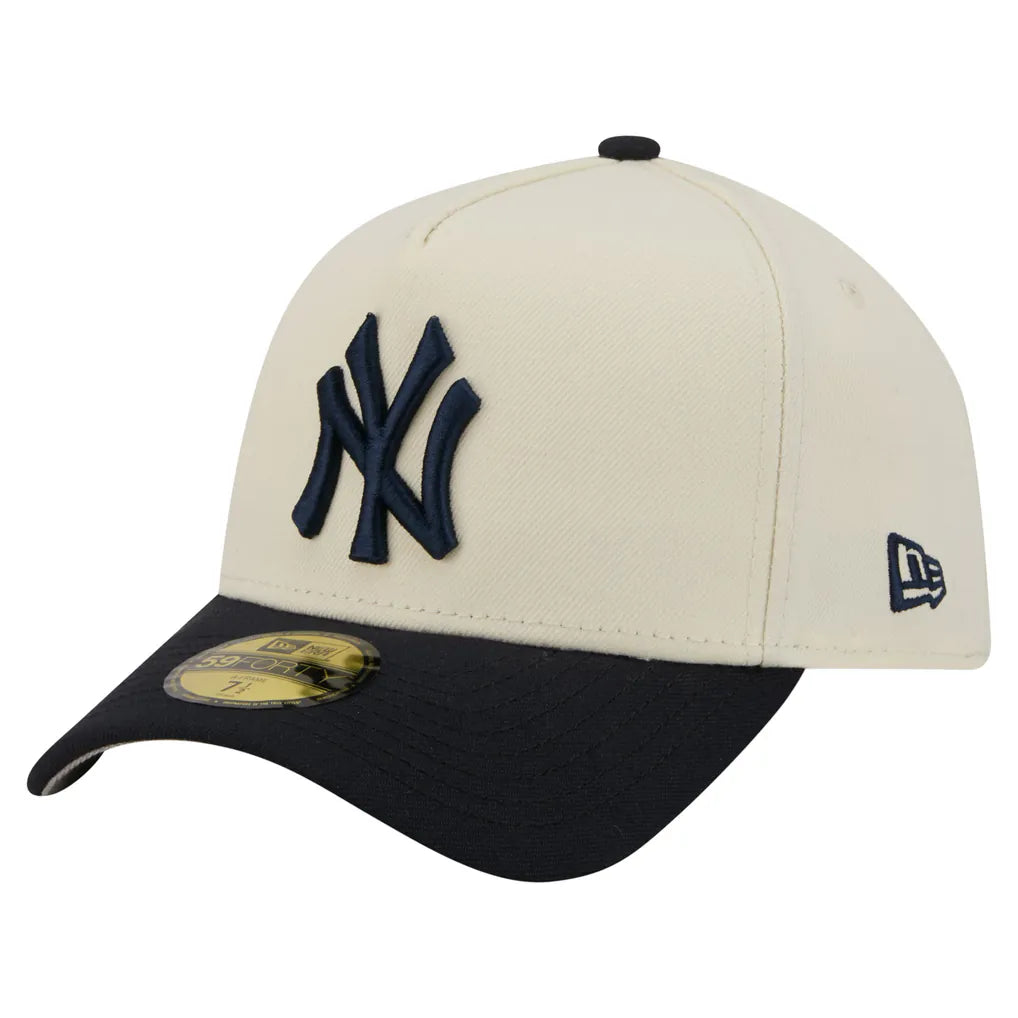 New York Yankees New Era Chrome A-Frame 59FORTY Fitted Hat - Cream Techwosell