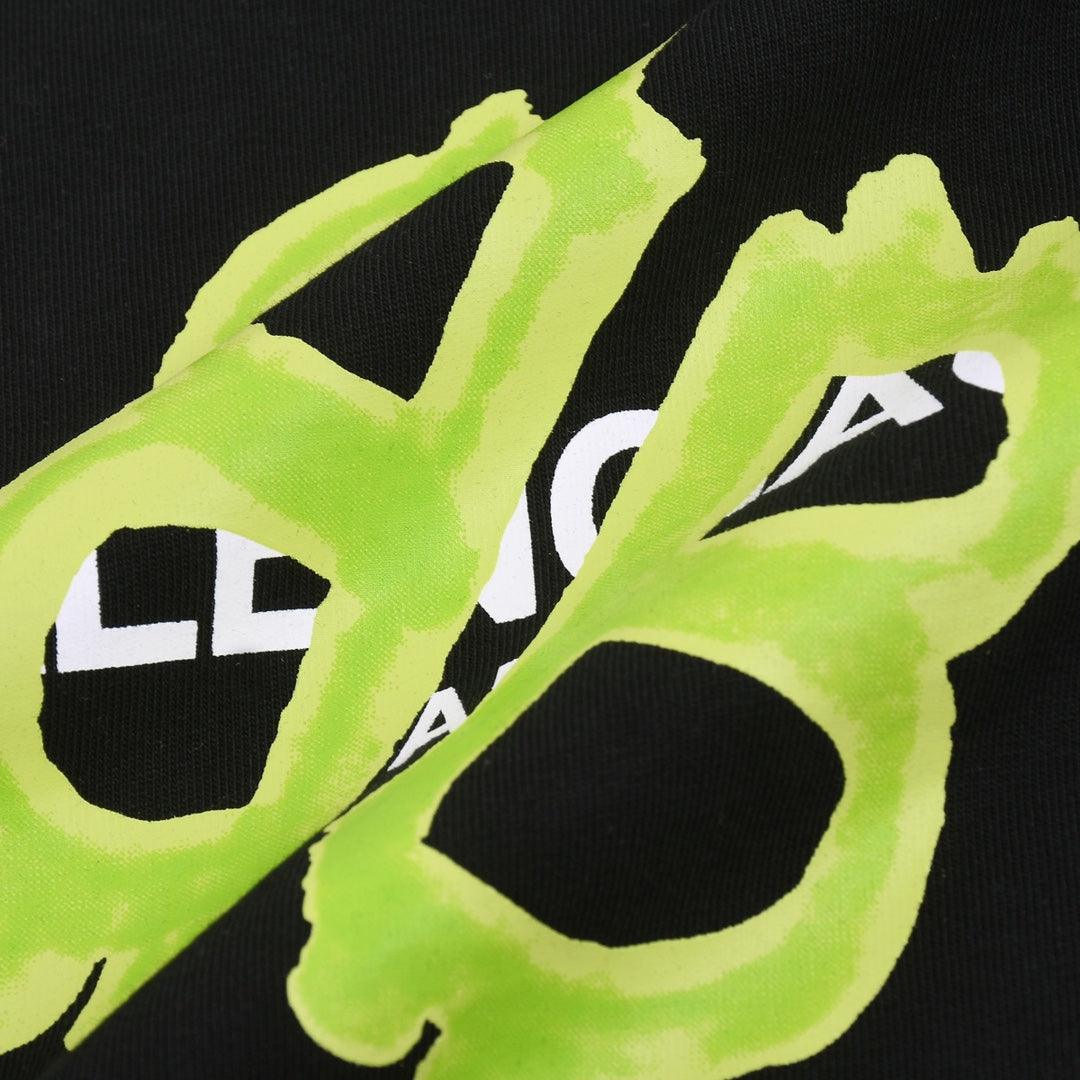Balenciaga Black & Green T-Shirt Without Collar Techwosell