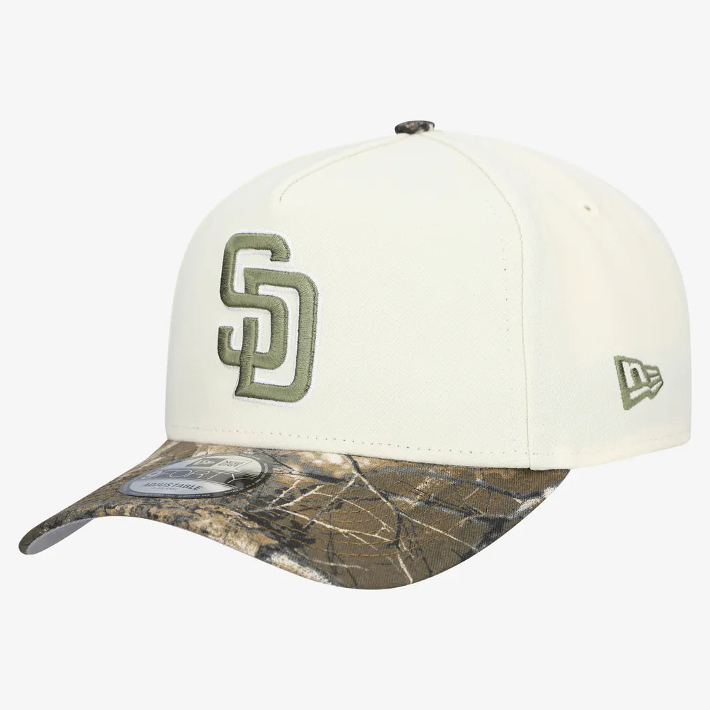 San Diego Padres New Era 9FORTY A-Frame Adjustable Hat - Cream/Realtree Camo