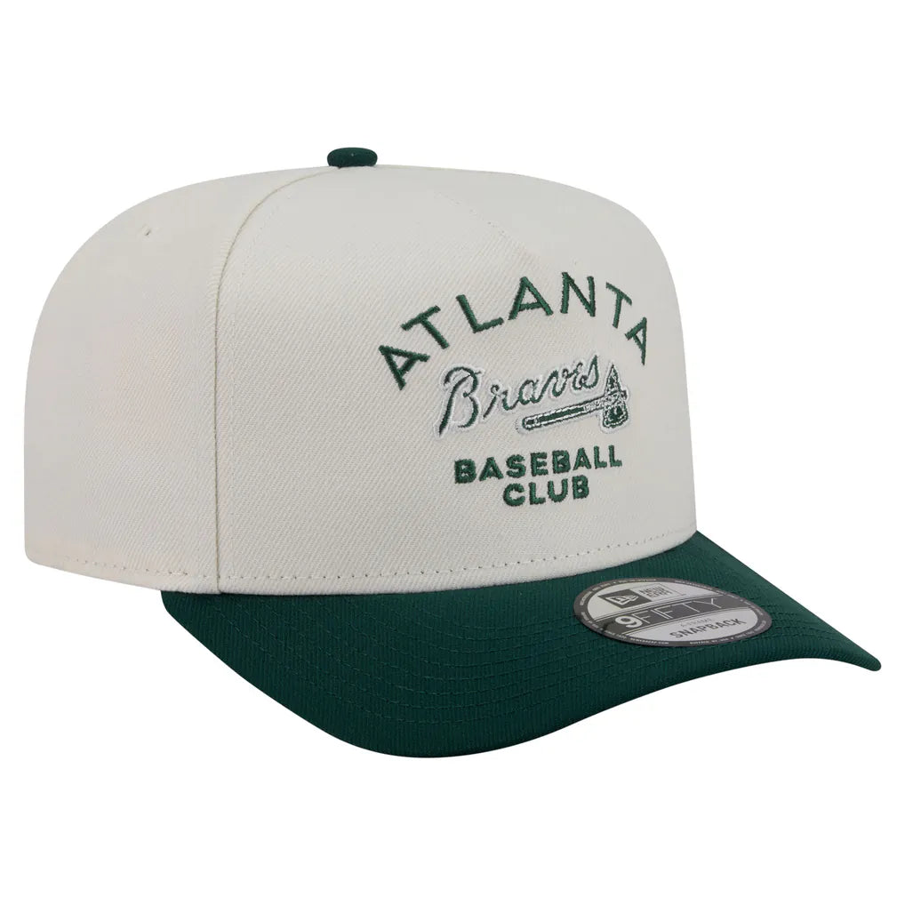 Atlanta Braves New Era Chrome A-Frame 9FIFTY Snapback Hat - Cream/Dark Green