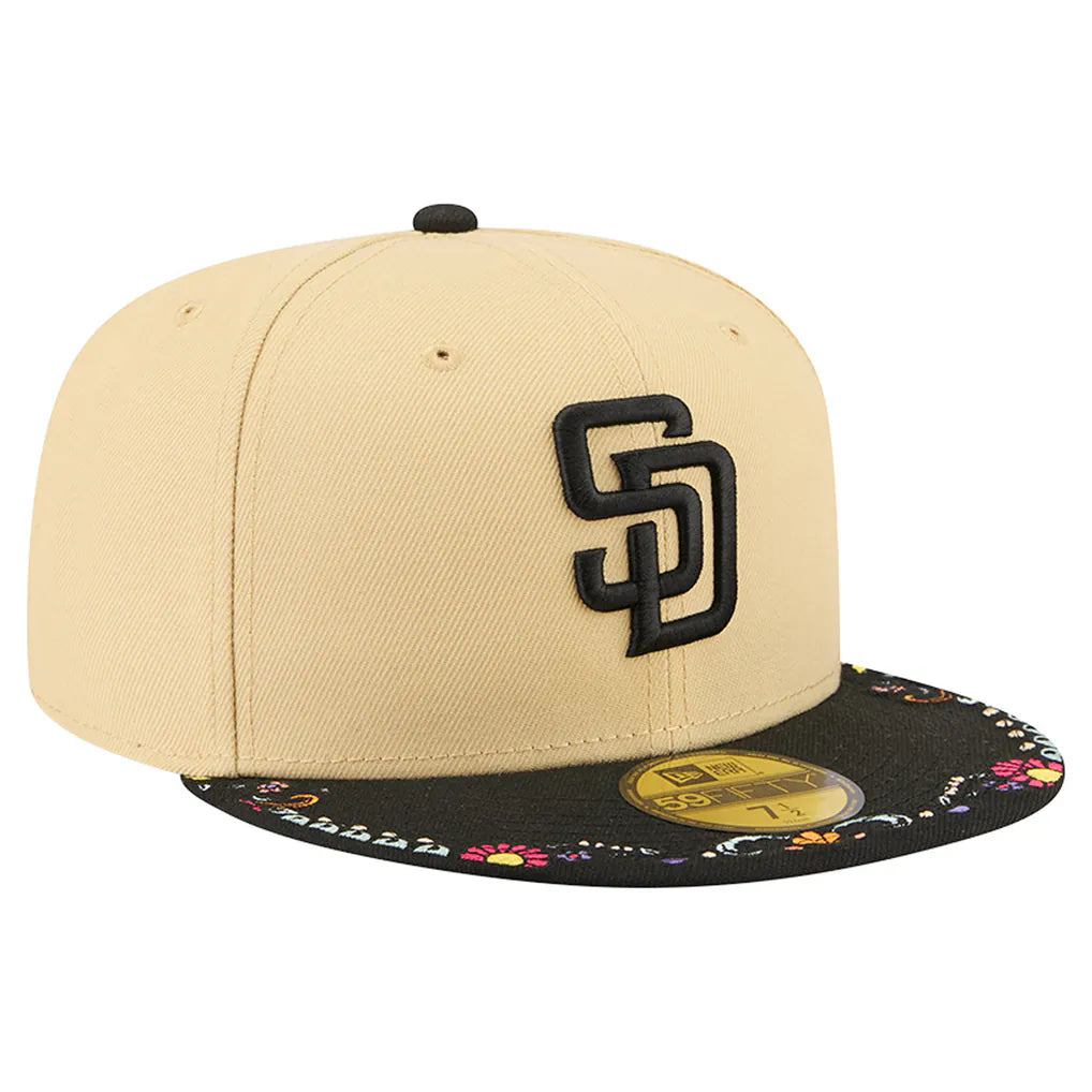 San Diego Padres New Era Two-Tone Embroidered Visor 59FIFTY Fitted Hat - Light Beige