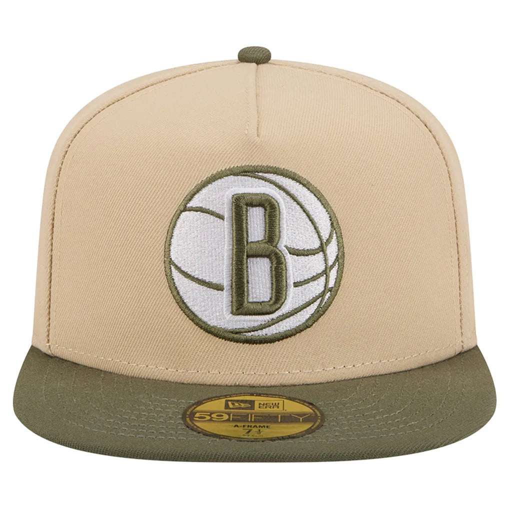 Brooklyn Nets New Era Color Pack Two-Tone 59FIFTY A-Frame Fitted Hat - Tan