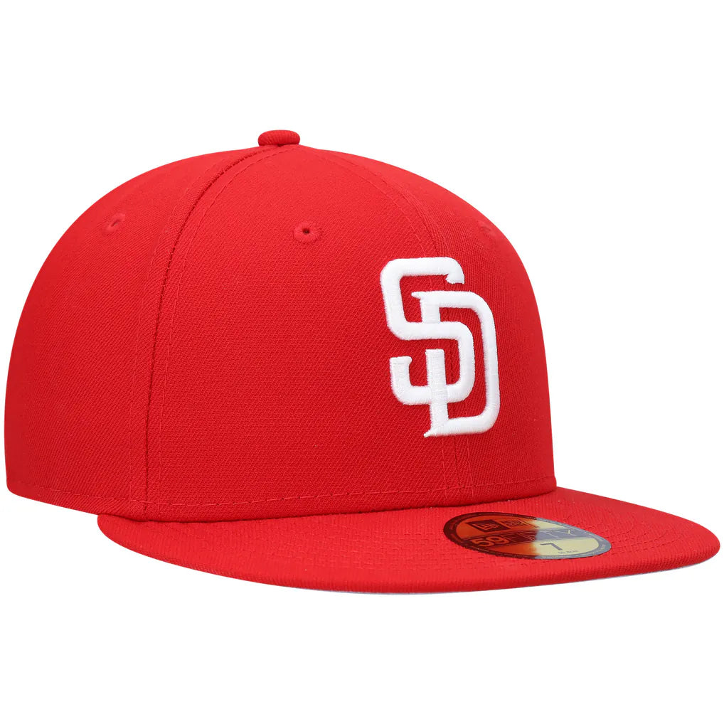 San Diego Padres New Era White Logo 59FIFTY Fitted Hat - Red Techwosell