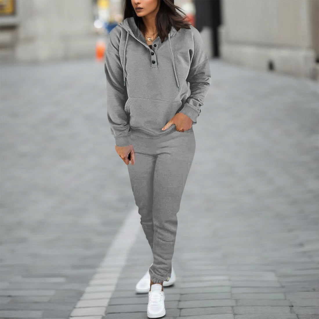 Solid Color Hooded Long Sleeve Sweater Fashion