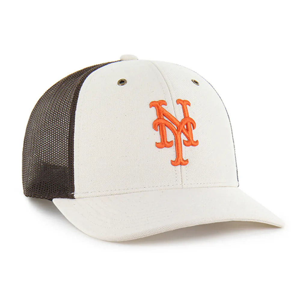 New York Mets Carhartt x '47 Undyed Trucker Adjustable Hat - Natural/Brown Techwosell