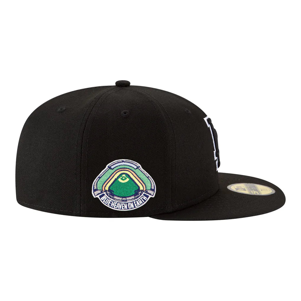 Los Angeles Dodgers New Era Blue Heaven On Earth Stadium Patch 59FIFTY Fitted Hat - Black Techwosell