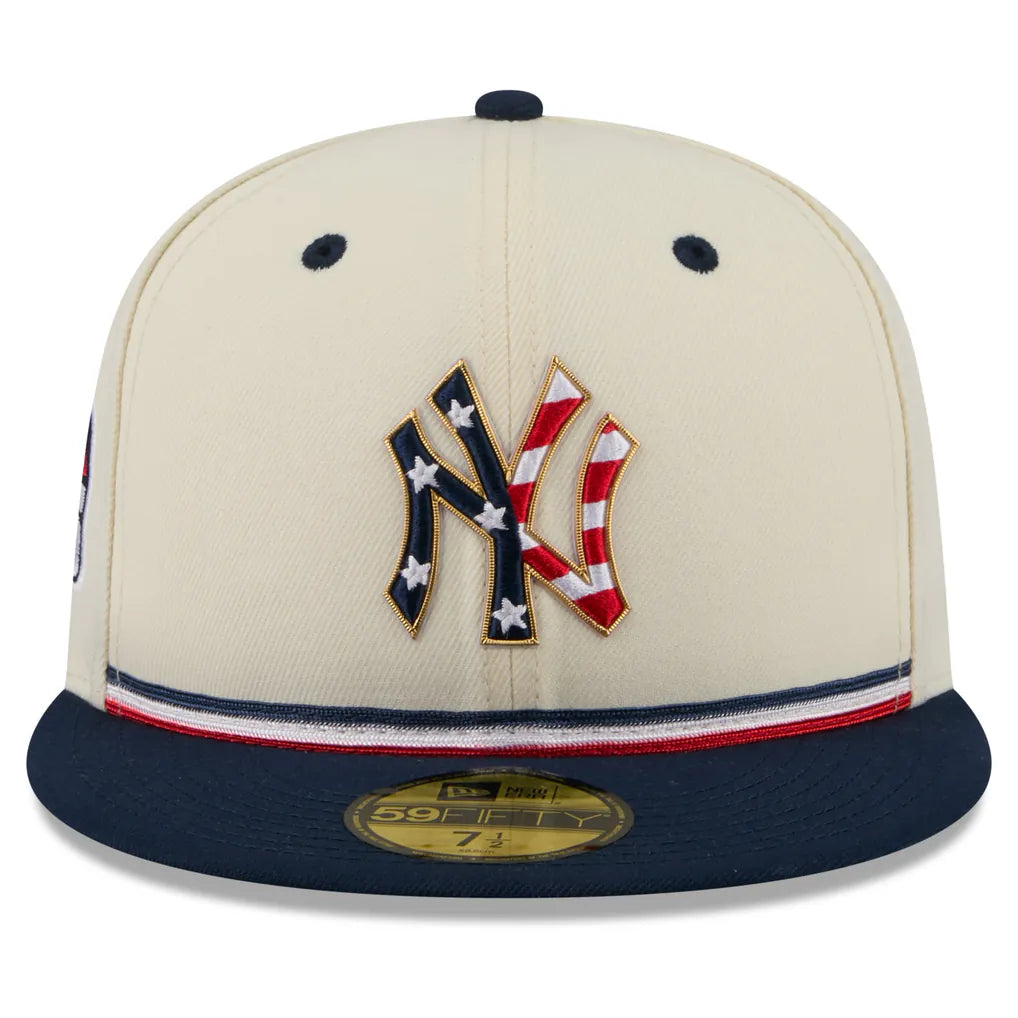 New York Yankees New Era USA 250 Fourth of July 59FIFTY Fitted Hat - Cream/Navy Techwosell
