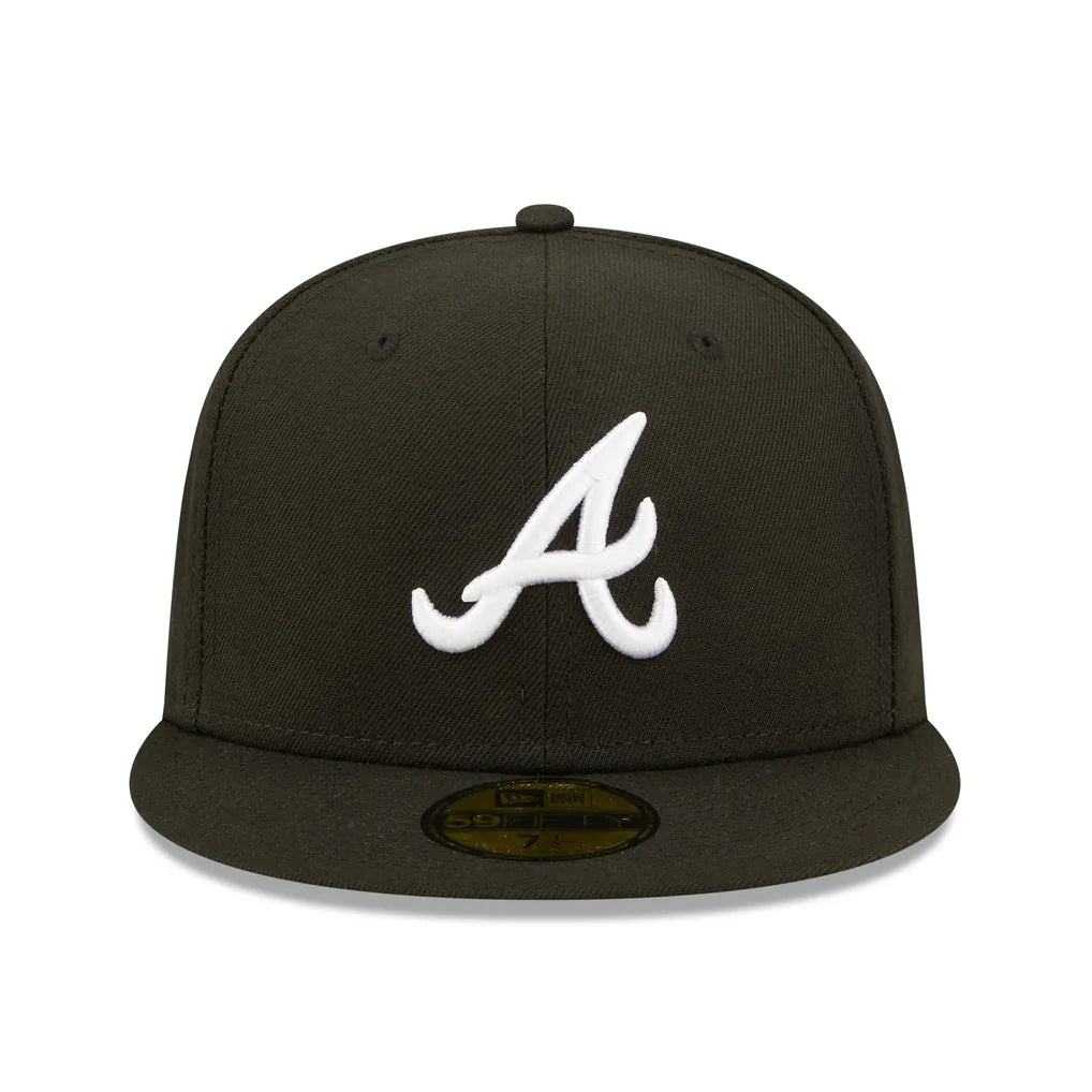 Atlanta Braves New Era Team Logo 59FIFTY Fitted Hat - Black Techwosell