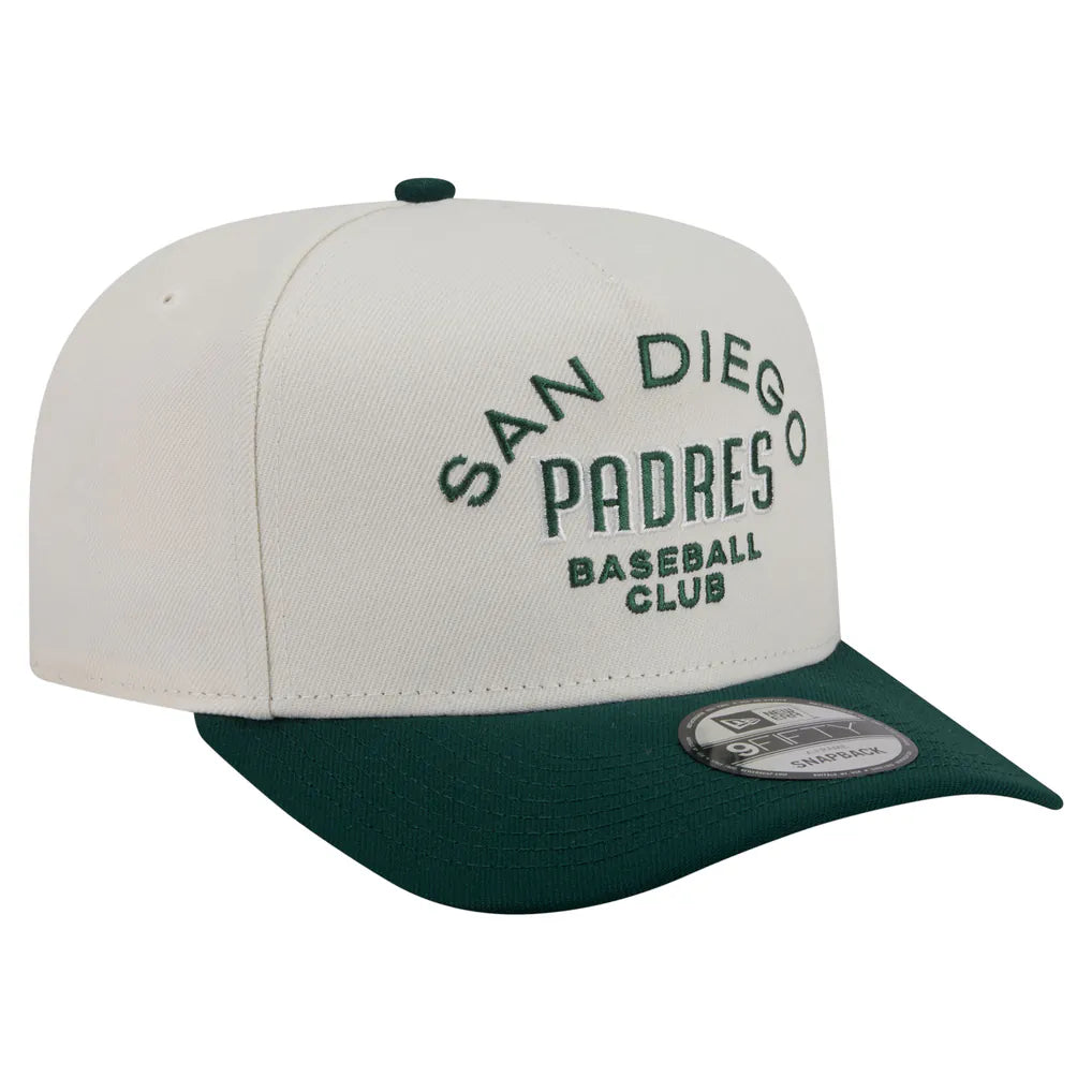 San Diego Padres New Era Chrome A-Frame 9FIFTY Snapback Hat - Cream/Dark Green