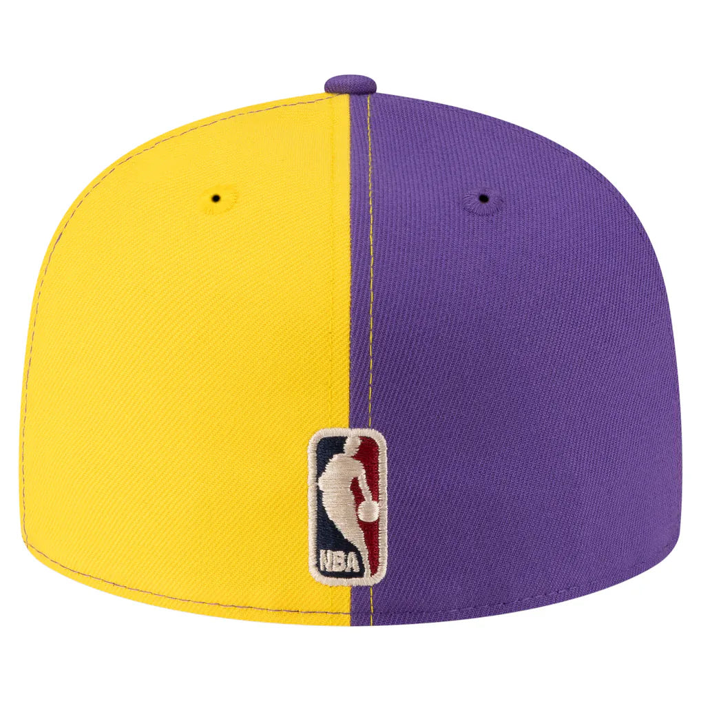Los Angeles Lakers New Era 80s Throwback Pinwheel 59FIFTY Fitted Hat - Gold/Purple Techwosell