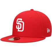 San Diego Padres New Era White Logo 59FIFTY Fitted Hat - Red Techwosell